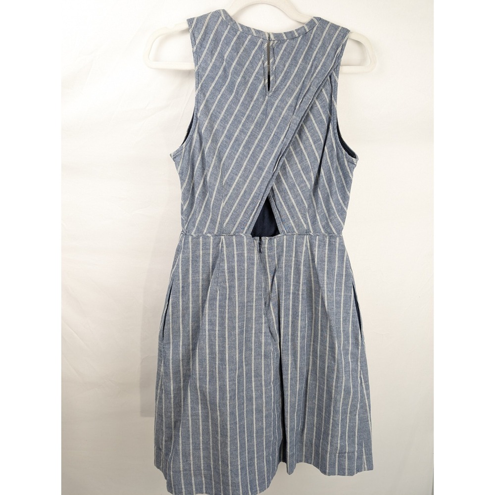 J Crew Striped 100% Cotton Sleeveless Mini Dress Size 6 Blue Coastal Nautical - Picture 9 of 10